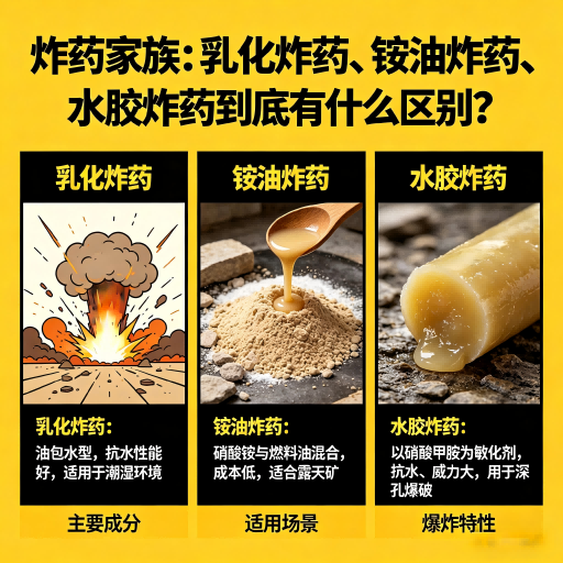 唐河炸药家族：乳化炸药、铵油炸药、水胶炸药到底有什么区别？